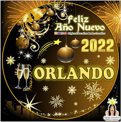 Nombre ORLANDO por Año Nuevo 2022 - Cartelito hombre