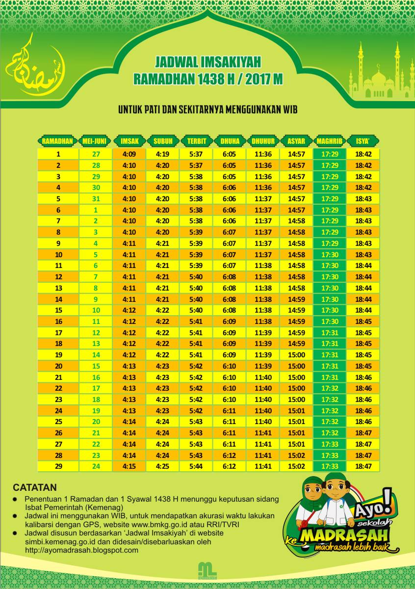 Jadwal Imsakiyah 2017 Semua Kab/Kota di Jawa Tengah - Ayo 