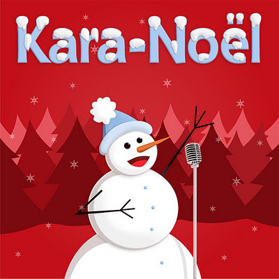 Music cover with snowman on red background