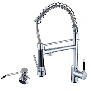  Chrome Finish Kitchen Sink Faucet Pull-out Swivel Spout Hand Sprayer with Hot & Cold Water Mixer