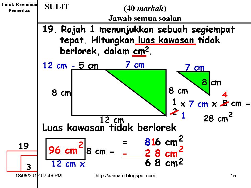 AZIMAT SEKOLAH RENDAH: CONTOH SOALAN KOLEKSI MATEMATIK 