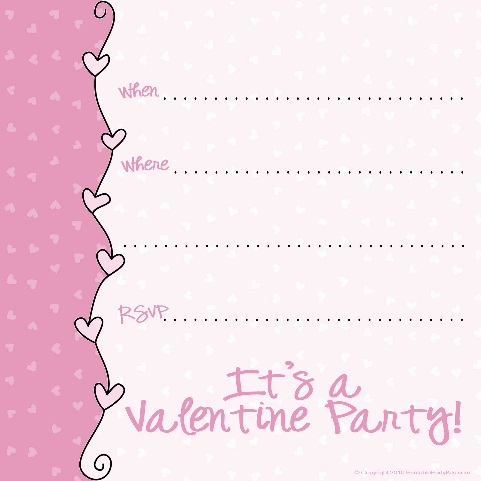 Free Printable Party Invitations: Invitation Design for a Valentine39;s 