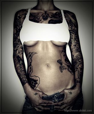 Female Tattoos With Angel Tattoo Design On 