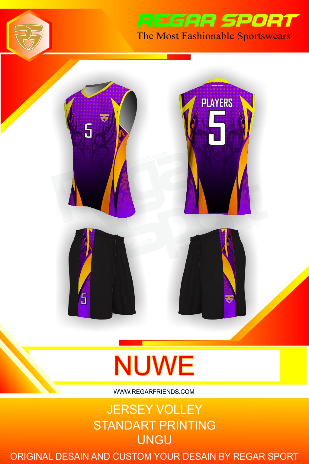 JERSEY VOLI MOTIF  NUWE Regar Sport Online Dan Konveksi