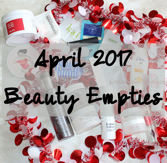 Here are the beauty products I used up in April 2017, and my impressions of each. 