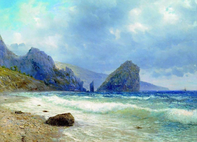 Crimea. Monk and Diva Rocks. (1890) painting Lev Lagorio