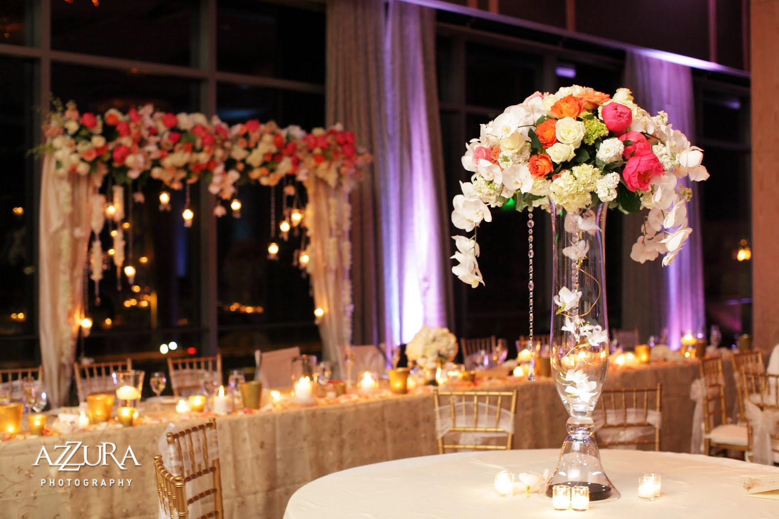 peach and gold wedding centerpieces