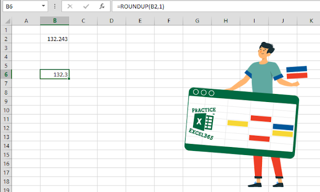 شرح صيغة الدالة ROUNDUP في برنامج مايكروسوفت Excel