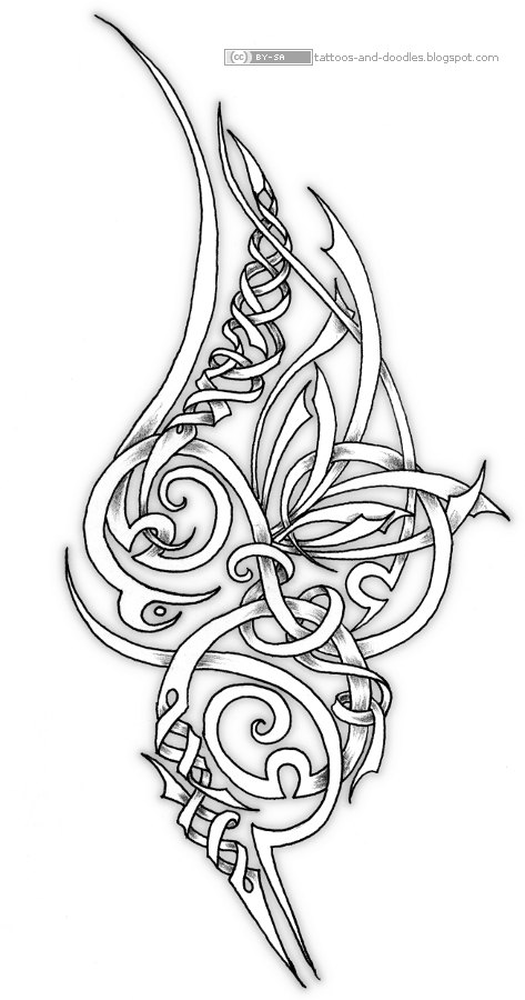 swirly tattoo. Ornamental swirly tattoo