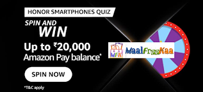 Today's Honor Smartphones Quiz Spin And Win Rs 20000