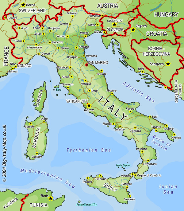 map of italy with cities and