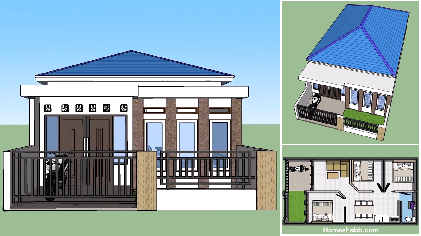 Desain Dan Denah Rumah Minimalis Ukuran 6 X 12 M Dengan 3 Kamar Tidur