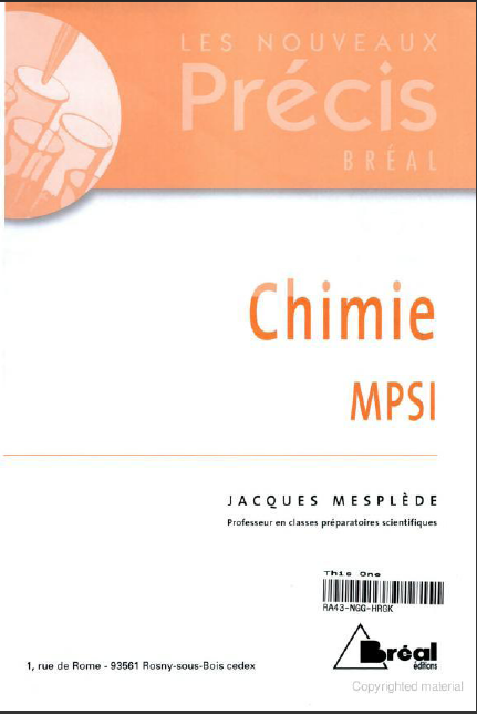 Precis Chimie ( livre en francais )
