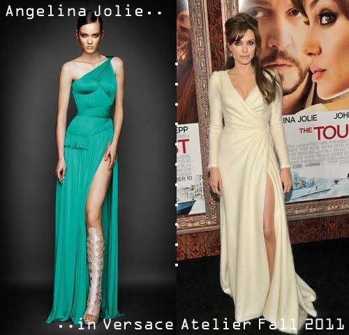 Angelina Jolie Versace Golden Globes. Angelina Jolie wearing Versace