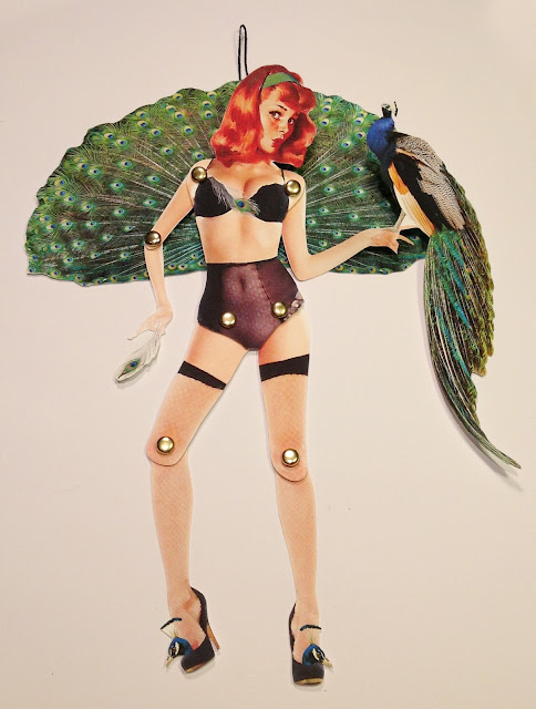 peacock pin-up paper-doll