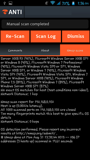 Nmap scan results