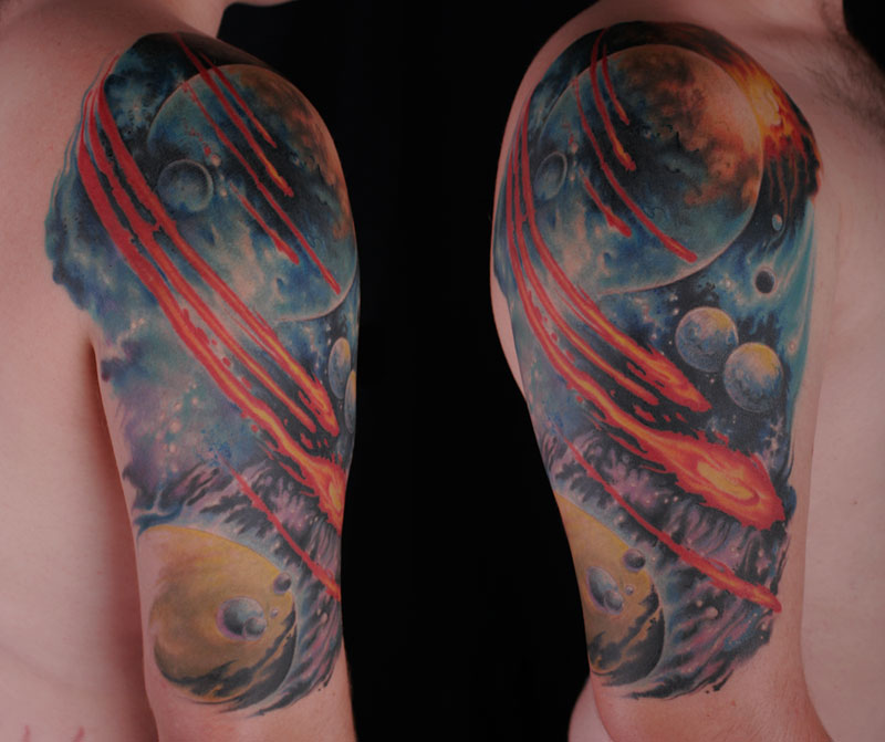 Here's a couple of tattoos I finally got to photograph The space scene will
