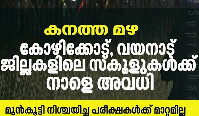 കോഴിക്കോട്, വയനാട്  ജില്ലയിൽ വിദ്യാഭ്യാസ സ്ഥാപനങ്ങൾക്ക് നാളെ അവധി: