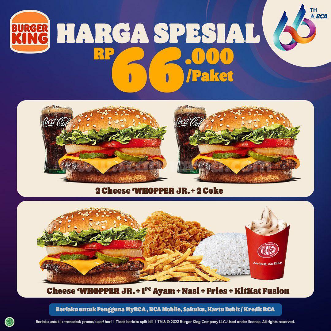 Promo BURGER KING HUT BCA 66 Paket Spesial Rp 66.000