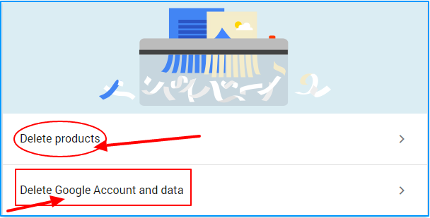 delete google account and data