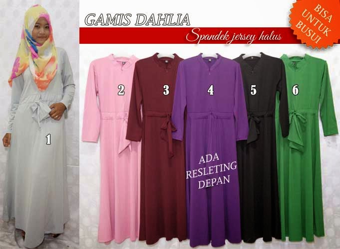 Gamis syar i polos dengan resleting  depan  untuk busui