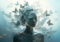 Image of woman formed by collecting butterflies