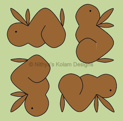 Rabbit kolam Dots 7 x 7