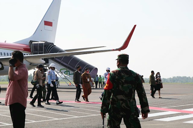 Bersama Unsur Forkopimda, Danlanud Pangeran M. Bun Yamin Sambut Kedatangan RI 1