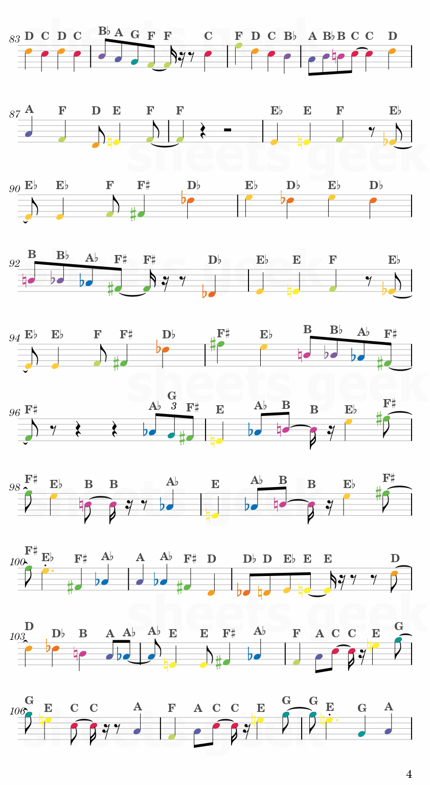 Coconut Mall - Mario Kart Wii Easy Sheet Music Free for piano, keyboard, flute, violin, sax, cello page 4