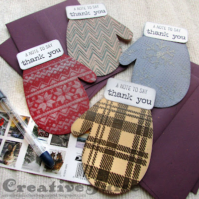 Lisa Hoel for Eileen Hull - Christmas thank you cards made using the Sizzix Mitten Die #eileenhull #mymakingstory #sizzix #ehinspirationteam