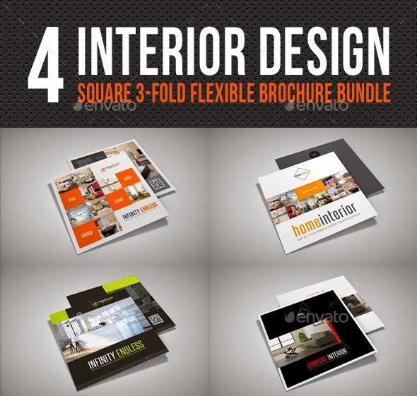 4 Interior Design Square 3-Fold Brochure Bundle