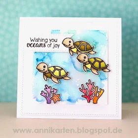 Sunny Studio Stamps: Oceans of Joy & Magical Mermaids Turtle Card by Anni Lerche