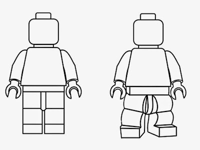 Simple black and white clipart LEGO Minifigures outline silhouette coloring book worksheet for kids