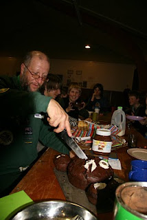 teddy bear cake being cut