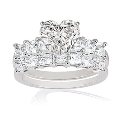 185 Ct Heart Shape Diamond Wedding Rings Set 14K SI2E