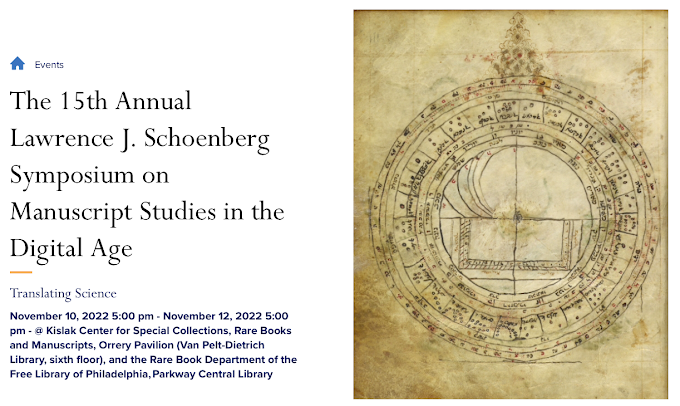 The 15th Annual Lawrence J. Schoenberg Symposium on Manuscript Studies in the Digital Age