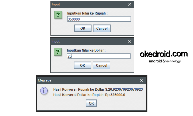 Contoh Program Konversi Nilai Mata Uang di Java - Okedroid 