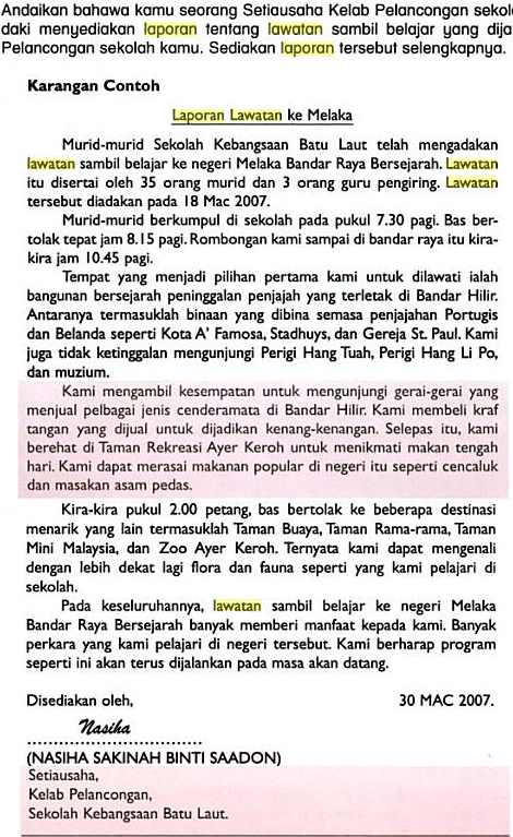 Contoh karangan berita tentang kemalangan jalan raya pmr