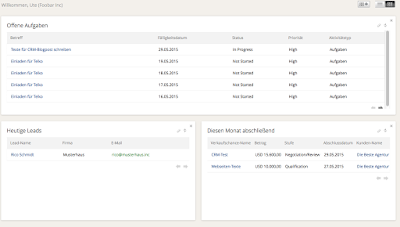 Screenshot der Startseite von Zoho CRM