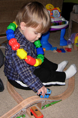 a boy and his train set