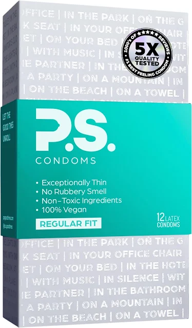 Top 5 PS Condoms Exceptionally Thin Latex Condoms for Men - Odorless and 100% Vegan - Ultra Thin Lubricated Condom - 40% Thinner and Transparent - 12 Pack