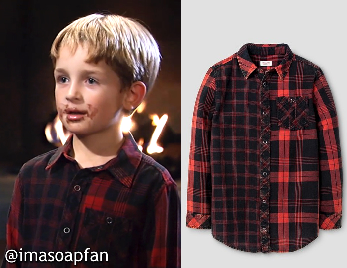Red and Black Mixed Plaid Shirt, Rocco Falconeri, Mason Tannous, General Hospital, GH, Mossimo Supply Co. Clothing