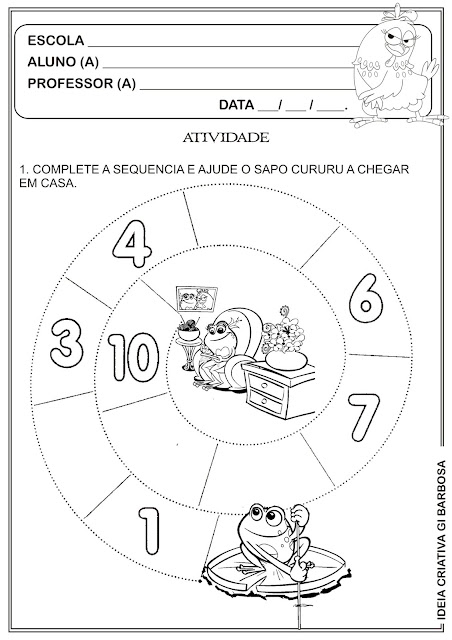 Atividade Sequência Numérica Galinha Pintadinha