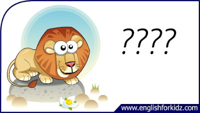 lion flashcard, cartoon lion image, esl flashcard