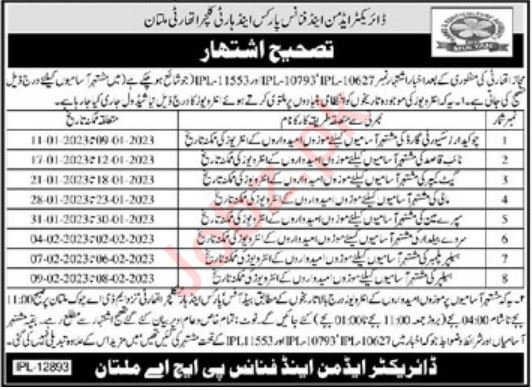 Latest Parks & Horticulture Authority Management Posts Multan 2022