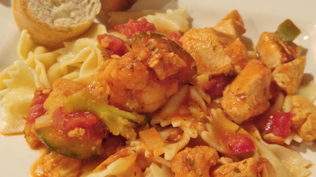 Sunday dinner: Chicken Cacciatore w/veggies and french bread