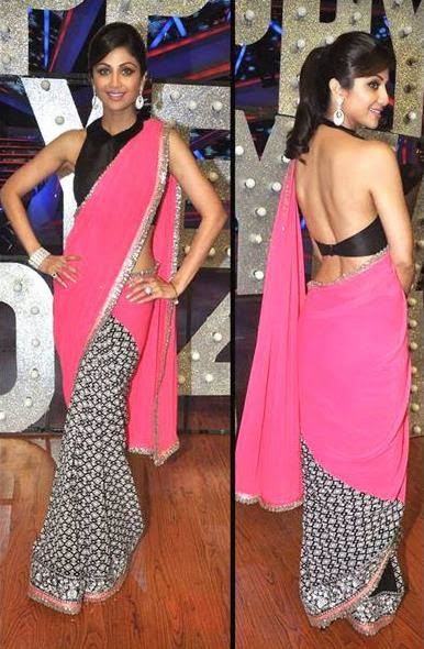 Shilpa Shetty In Half Pink Saree At Nach Baliye