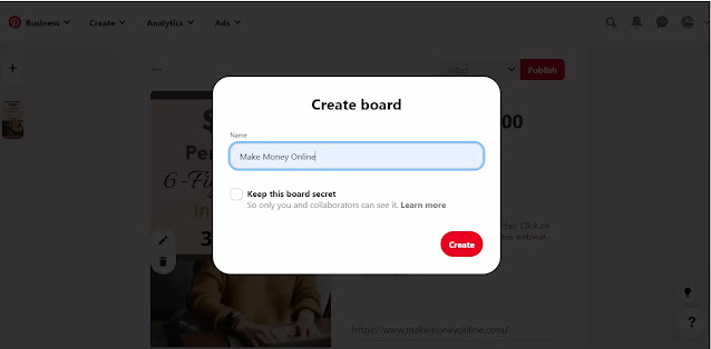 create a board on pinterest