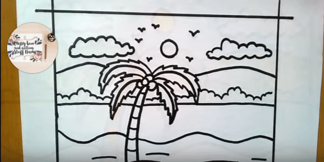 50 Gambar Sketsa Lukisan Pemandangan Alam Hitam Putih Indah Pantai