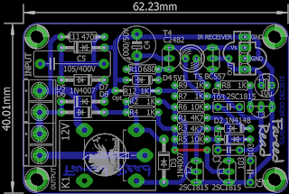 layout Rangkaian Saklar Lampu dikendalikan  Remote TV tanpa menggunakan IC